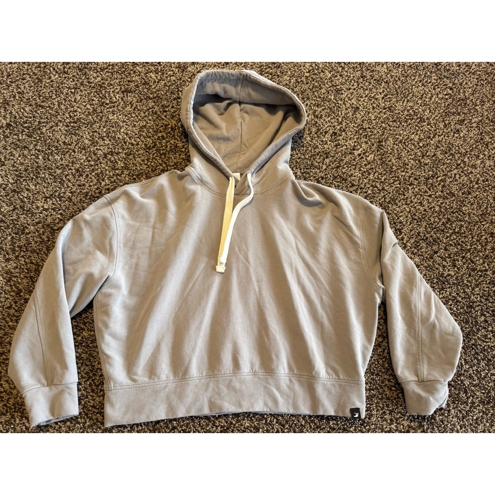 Glyder Womens M Medium Gray Cropped Hoodie Vintage Oversized Sweatshirt Pullover